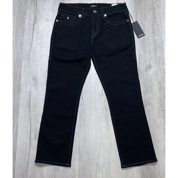 True Religion Mens size 36x30 Ricky Flap SN Relaxed Straight Jeans Black Denim - Picture 2 of 11